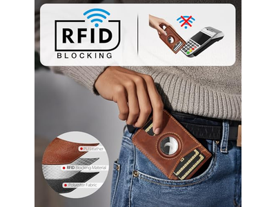 Portefeuille — Wallet Stand with Airtag Holder RFID Blocking Card Holder 5 Card Slo